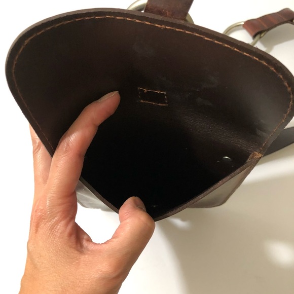 NEW Details Leather Mini Messenger Pouch Brown - Picture 10 of 12